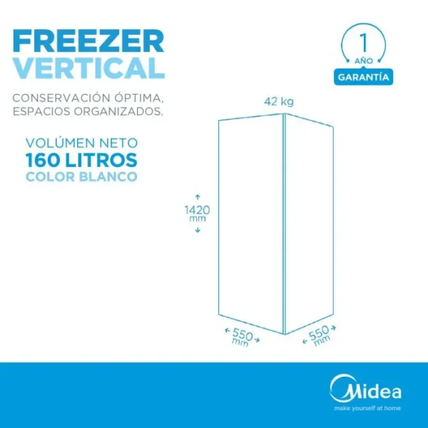 Freezer Vertical Blanco 160 lts