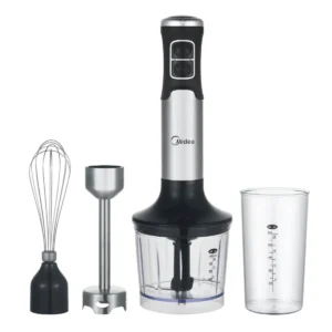 Licuadora de mano Midea 850W inox (Licuador, vaso, batidor y picador)