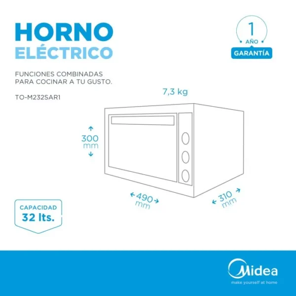 Horno eléctrico convección 32L silver