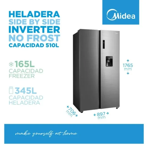 Heladera No Frost Inverter Side by Side 510L