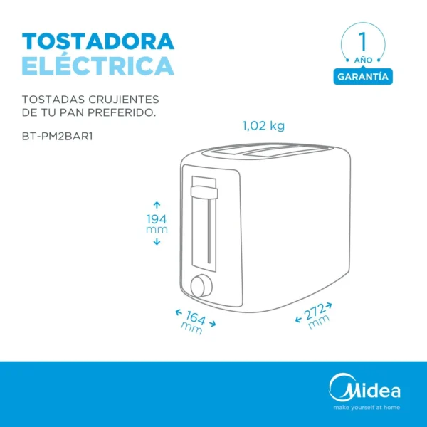 tostadora eléctrica 2 rebanadas negra