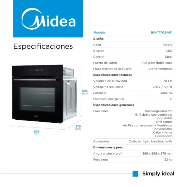 Horno eléctrico empotrable Touch