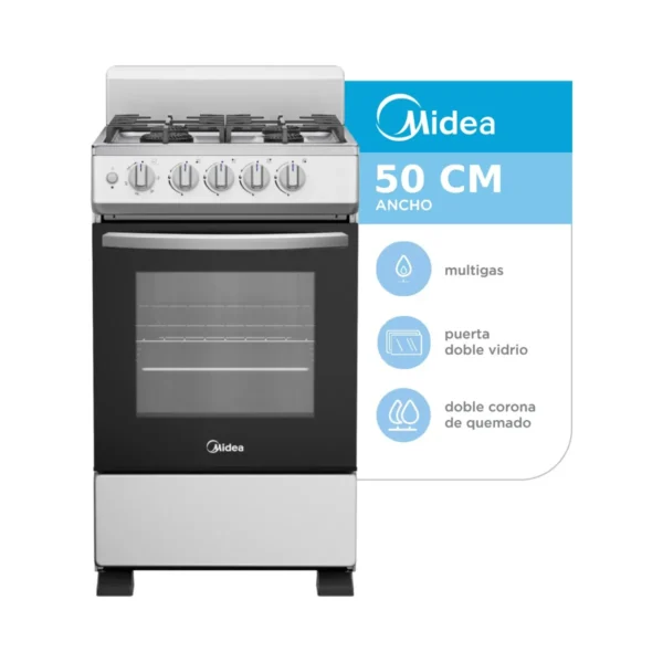 Cocina Multi Gas 50 cm gris MIDEA