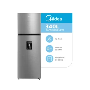 Heladera No Frost Inverter Top Mount 340L Inox MIDEA