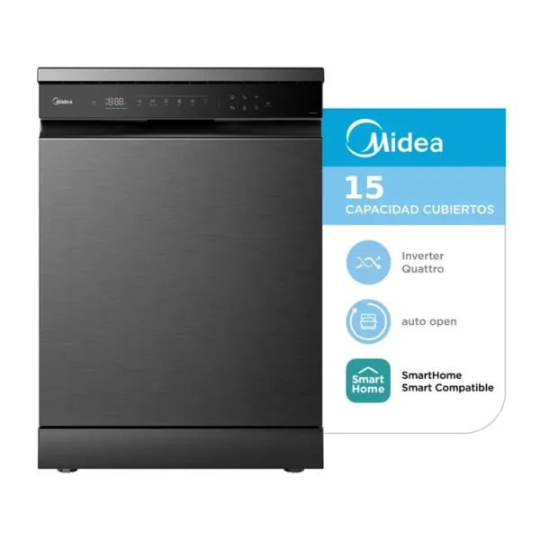 Lavavajillas Midea 15 cubiertos Black Inox