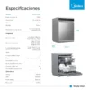 Lavavajillas Midea 15 cubiertos Inox